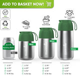 Size chart: 18, 24 and 34 oz food jars with dark green lids next to a 12 oz can; 2.75 in opening, 6.29 in tall, 0.76 lb