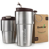 Stainless Steel Insulated Travel Mug with Leak-Proof Snap Lid in Brown, 12 oz, shown with its packaging
