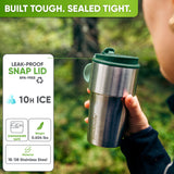 Leak-proof snap lid, 10 hours cold and dishwasher safe – Dark Green, 17 oz