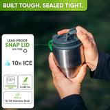 Leak-proof snap lid, 10 hours cold and dishwasher safe – Gray, 12 oz