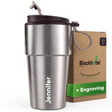 Stainless Steel Insulated Travel Mug for Coffee & Tea with Engraved Name – Brown, 17 oz