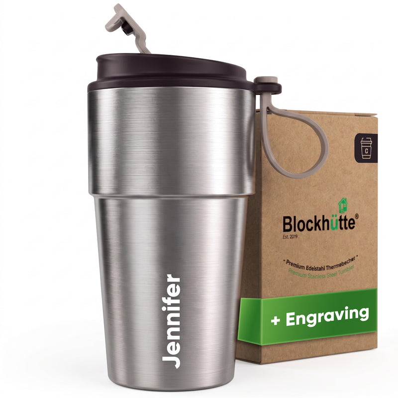 Stainless Steel Insulated Travel Mug for Coffee & Tea with Engraved Name – Brown, 17 oz
