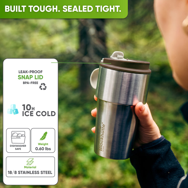 Stainless Steel Insulated Travel Mug for Coffee & Tea with Engraved Name – Brown, 17 oz, view 3