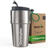 Stainless Steel Insulated Travel Mug for Coffee & Tea with Engraved Name – Gray, 17 oz