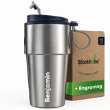 Stainless Steel Insulated Travel Mug for Coffee & Tea with Engraved Name – Navy Blue, 17 oz