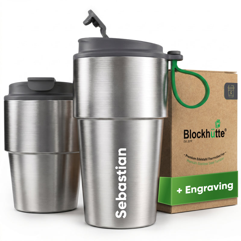 Stainless Steel Insulated Travel Mug for Coffee & Tea with Engraved Name – Gray, 12 oz