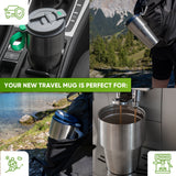 Stainless Steel Insulated Travel Mug for Coffee & Tea with Engraved Name – Gray, 12 oz, view 6