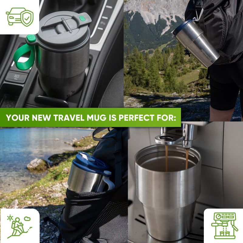 Stainless Steel Insulated Travel Mug for Coffee & Tea with Engraved Name – Gray, 12 oz, view 6