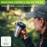 Stainless Steel Insulated Travel Mug for Coffee & Tea with Engraved Name – Navy Blue, 12 oz, view 2