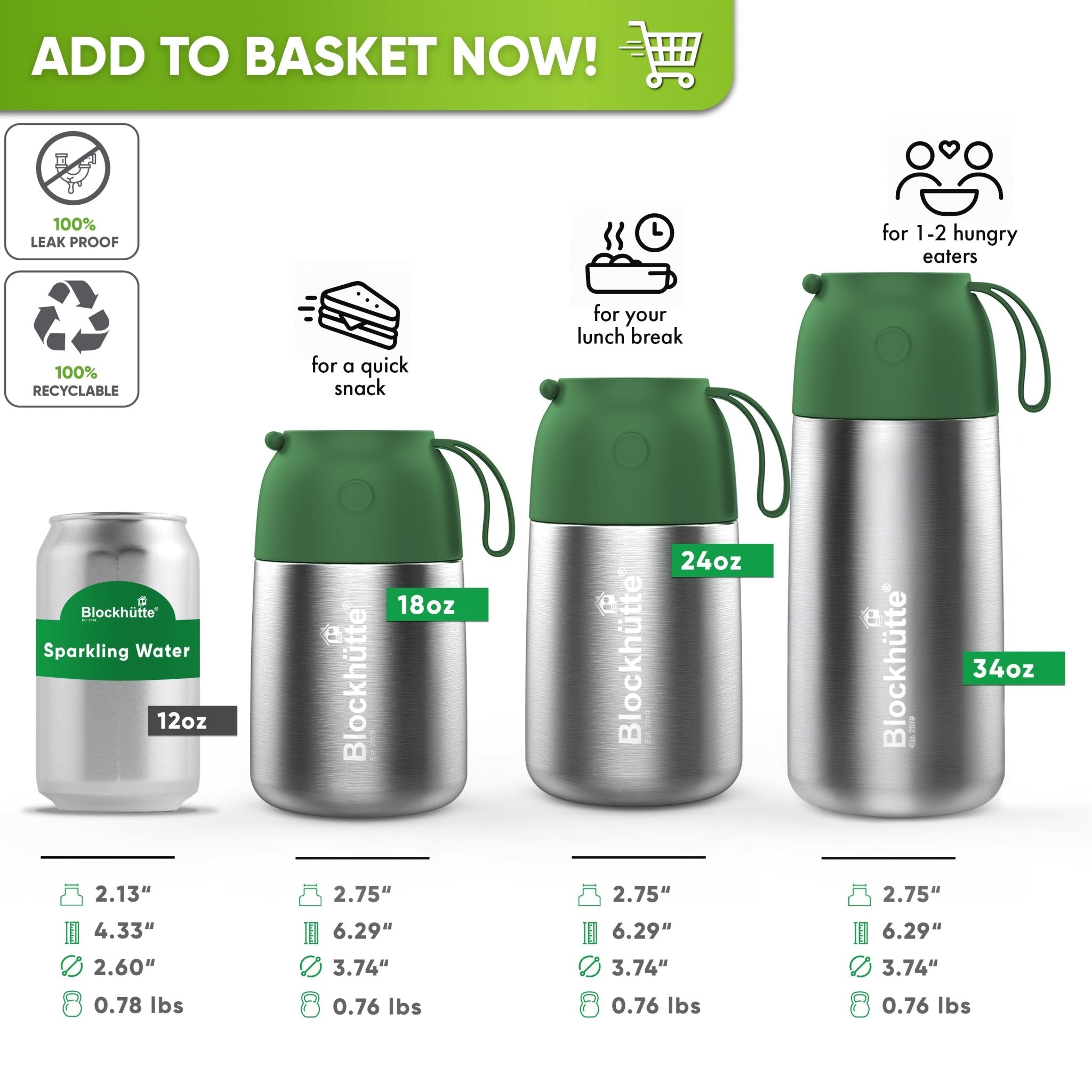 Insulated Food Jar Colored - Blockhütte US