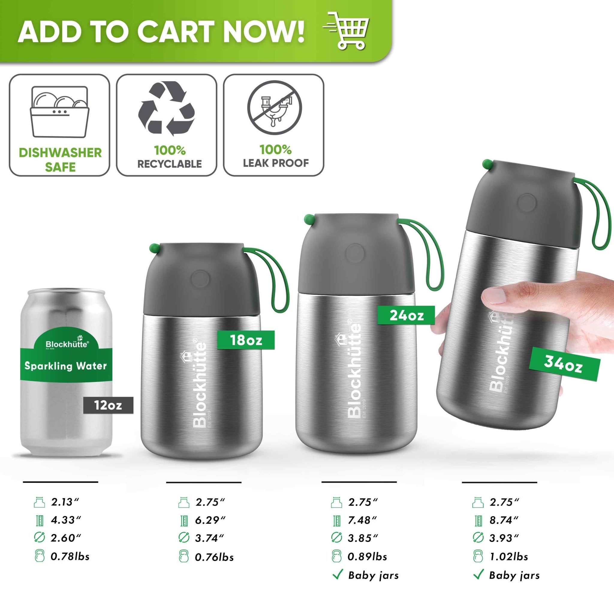 Lunch Bundle - Insulated Food Jar & Stainless Steel Wate Bottle - blockhuette