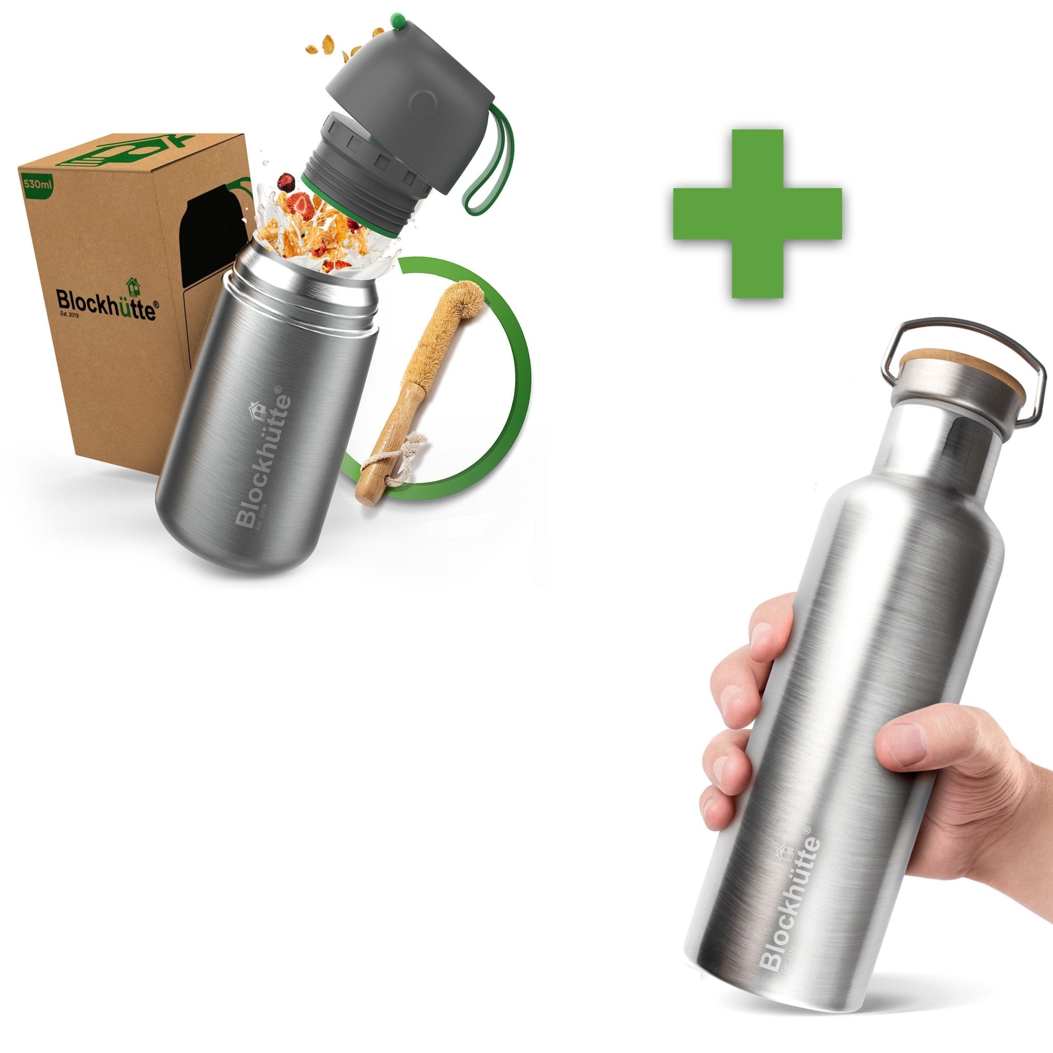 Lunch Bundle - Insulated Food Jar & Stainless Steel Wate Bottle - blockhuette