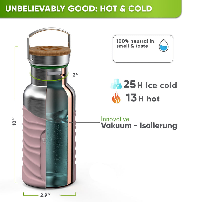 Premium Insulated Stainless Steel Water Bottle with Silicon Coating - blockhuette