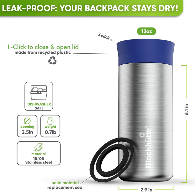 Stainless Steel insulated Travel Mug for Coffee & Tea - Blockhütte US